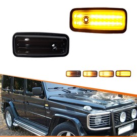 ADIIL Smoked Lens Sidemarker Dynamic Amber Lamps Sequential LED Front Side Marker Turn Signal Lights Assembly Compatible With 1986-2002 Mercedes W463 G-CLASS