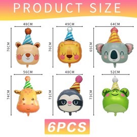 TVSVKWE 6 Pieces Cartoon Animal Balloons, Cute Animal Balloons, Party Decoration Balloons, Children'S Inflatable Toys.