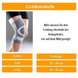 Knee Joint Brace with Drawstring for Stabilisation and Relief - Grey Size - L/XL