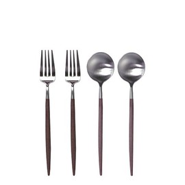 Cutipol GOA Brown Dessert Set of 4 Dessert Forks, Dessert Spoons, 2 Each