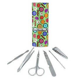 Fun Breakfast Foods Pattern Stainless Steel Manicure Pedicure Grooming Beauty Care Travel Kit