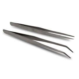 2 Piece Nickel Plated Steel Tweezers | Straight & Bent Tip (ToolUSA: KIT-S8528)
