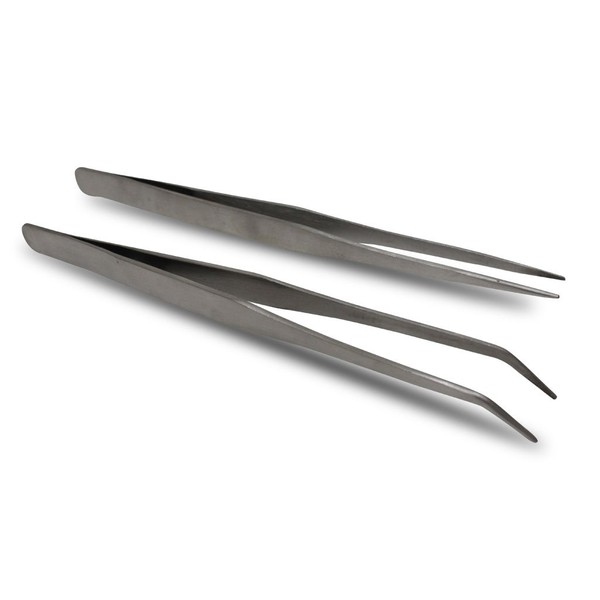 2 Piece Nickel Plated Steel Tweezers | Straight & Bent