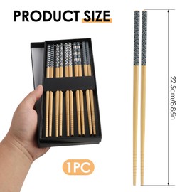 5 Pairs Japanese Style Bamboo Chopsticks Reusable Chopsticks with Box, Dishwasher Safe Chopsticks, 22.5 cm