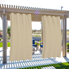 Clothink Outdoor Curtains, Waterproof Sun Protection, Windproof, Rustproof with Small Eyelets at the Top, for Patio, Garden, Balcony, Family Households, Easy Assembly, Colourfast, Durable (132 x 275