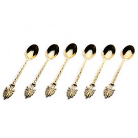 Alisveristime Decorative Zamac Tea Spoons Set, 6-Piece, 4.3 in (Gold)