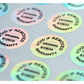 Hologram Warranty Stickers Tamper Evident Asset Label IT Security Seal Void Sticker Each with Unique Serial Number (500)