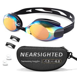 HDYAR Nearsighted Swimming Goggles Anti-Fog UV Protection Shortsighted Swim Goggles for Adult Men Women Kids