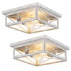 White Hallway Light Fixtures for Ceiling, 2-Light Farmhouse Industrial Flush