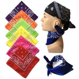 Paisley Square Sports Bandana Headband for Football & Street Dance 55*55/Light Purple 15ea