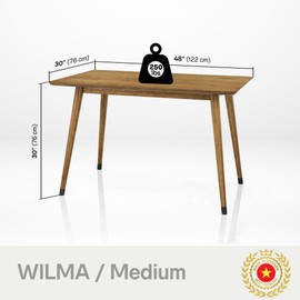 Acacia Wilma 48" Solid Wood Dining/Kitchen Table - Natural Oak, Perfect for Dining Room, Patio, or Work Desk