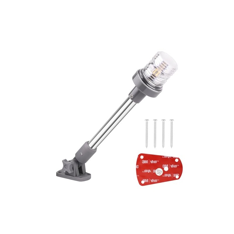 RVZONE 12-Inch Fold Down Anchor Light - 360° White LED