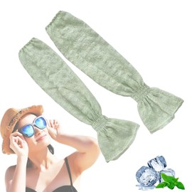 Arm Cover, UV Protection, Women's, Arm Warmer, Summer, Arm Cover, Sunburn, Arm Cover, Long, Sunscreen, Sports, Arm Cover, Stylish, Arm Cover, Work, Left and Right Set, Commuting to Work or School, Driving, Outdoor, Sunburn Protection Goods (Green)
