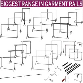 FULL RANGE OF HEAVY DUTY BLACK/CHROME CLOTHES RAILS GARMENT HOME SHOP STORAGE DISPLAY 3ft 4ft 5ft 6ft (4ft Centre Bar ONLY)