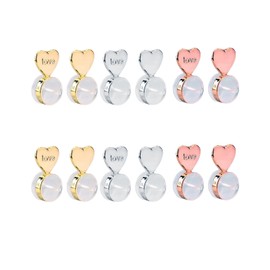 12 PCS Rubber Earring Backs for Droopy Ears，Heart Silicone Earring Lifter，Hypoallergenic Secure Earrings Backs Replacements for Heavy Earrings (Gold,Rose Gold and Silver)