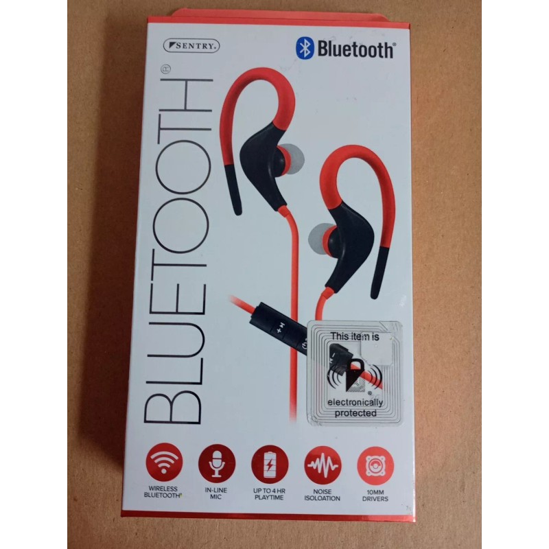 SENTRY BLWBT234 Earbuds Sport Hook Bluetooth RED