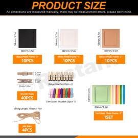 Rustark 84Pcs 3.5x3.7Inch/9.5x8.8CM Paper Picture Frames Cardboard Picture Frame Cardboard Photo Easels Paper Photo Frame DIY Cardboard Photo Frame with Wood Clip and Jute Twine for Wall Decor Craft