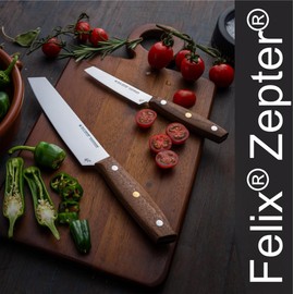 Zepter Felix MIU 6.5" Universal. Handmade knife forged in Germany. Walnut handle, brass rivet & Solingen steel blade for long-lasting sharpness. BBQs slicing fillet knife for fish, steak