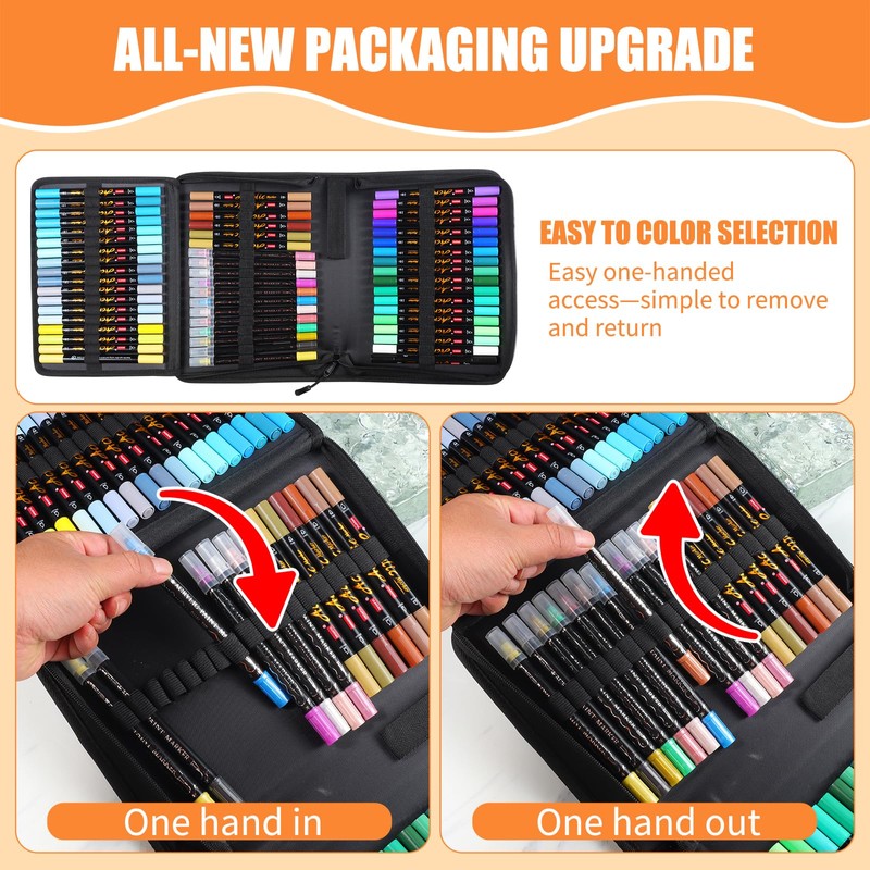 Droaful Acrylic Paint Pens Markers, 72 Pc Dual Tips Waterproof
