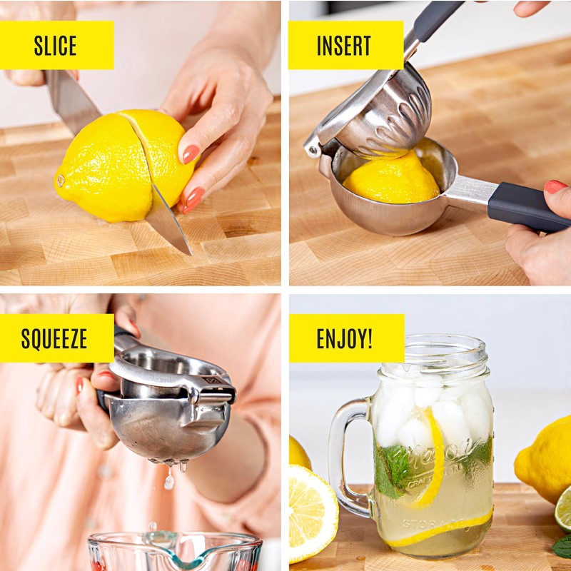 Large Lemon Squeezer Stainless Steel Press - Non-Slip Grip, Heavy