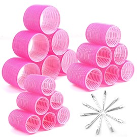Hiving Hair Curlers Rollers with Clips, 28 Pcs Self Grip Rollers Set for Volume and Curls - 6.3cm, 4.3cm, 3.7cm for Long, Medium, Short, Thick Hair, Bangs, and Salon Hair Styling
