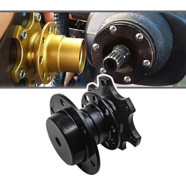 leechio 1 PC Steering Wheel Snap Off Quick Release Kit, 6-hole Quick Release Racing Hub Adapter, Anti-theft Quick Release Steering Wheel Accessories, Universal for Most Cars, Trucks, SUVs (Black)