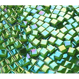 CHICSHIS 330PCS Lush Green Iridescent Mosaic Tiles, Small Glass Mosaic Pieces Perfect for DIY Crafts and Home Decoration, Ideal for Creative Mosaic Art Projects, Great for Artists and Mosaic Lovers