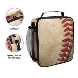 Lunch Box Bag Sport Ball Baseball Vintage Lunchbox Insulated Thermal Cooler Ice Adjustable Shoulder Strap for Women Men Boys Girls