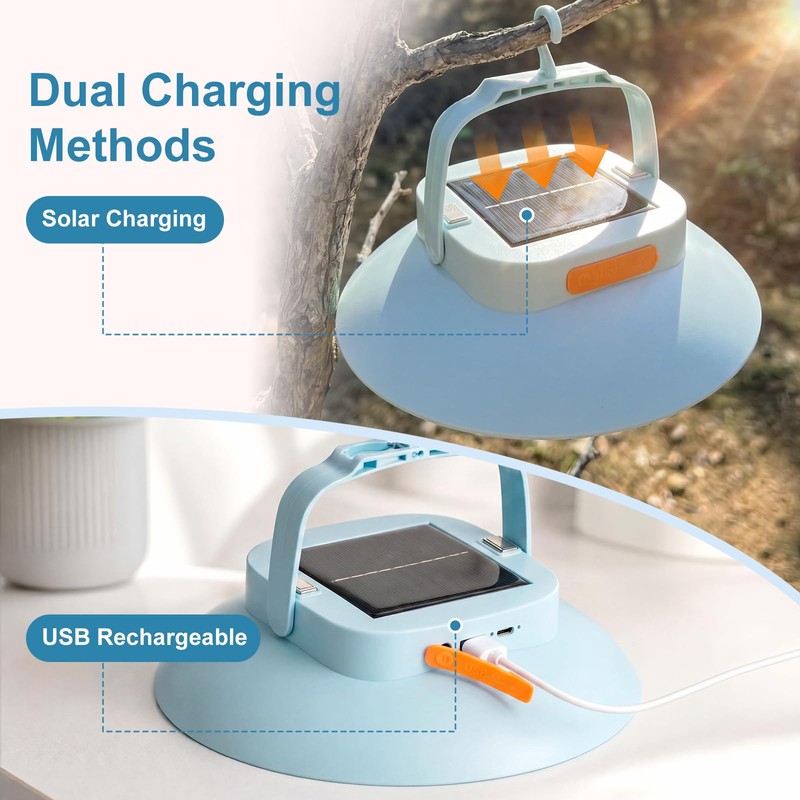 Grinsvalley 2Pcs Solar Tent Light 4500mAh Rechargeable 1700LM USB Camping