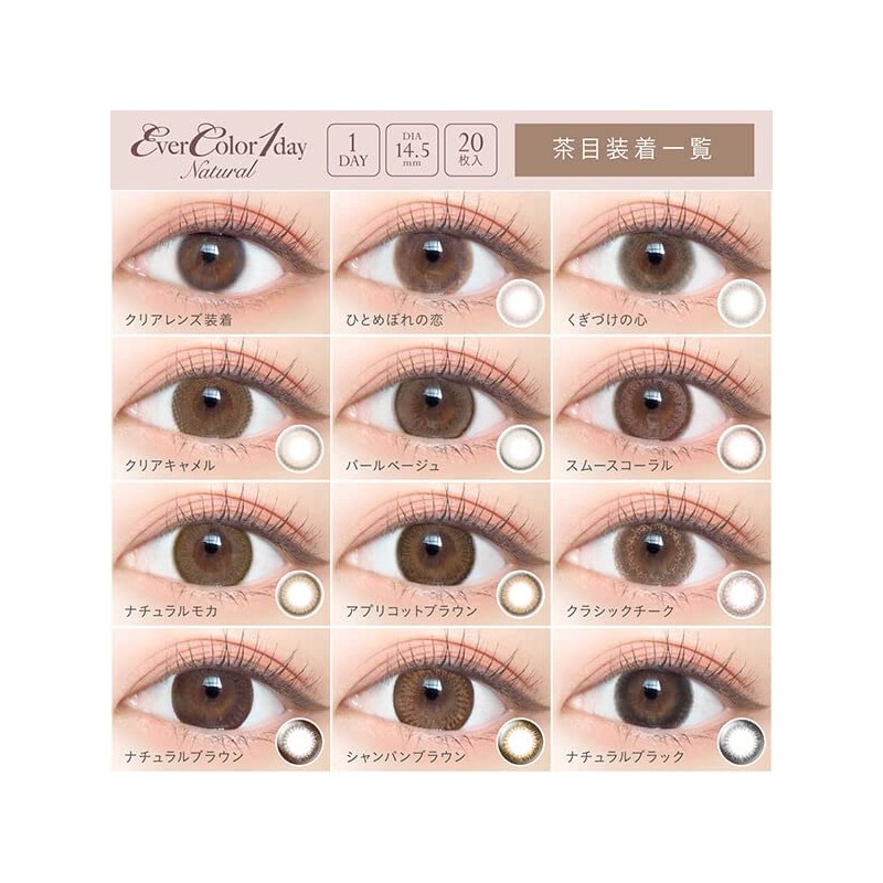 【新色】 エバーカラーワンデーナチュラル20枚入／モイストUV 【アプリコットブラウン】 -6.00