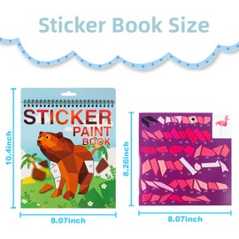 2PCS Crafts for Kids Ages 4-8 Sticker Paint Books, Animal and Ocean Stickers for Kids, Sticker Books for Kids Ages 4-8,8-10 Birthday Party Favor, Travel Gift (Ocean+Animal)