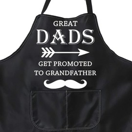 PXTIDY New Grandpa Gift Great Dads Get Promoted To Grandfather Funny Father's Day BBQ Grandpa Joke Kitchen Apron