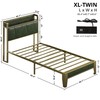 LIKIMIO Twin XL Bed Frame, Storage Headboard with Charging Station,