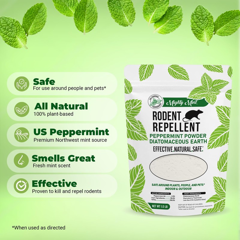 Mighty Mint Rodent Repellent Pest Control, Diatomaceous Earth Peppermint Pest