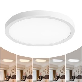 Sacorlux 12 Inch Flush Mount Ceiling Light Fixture, 5CCT Adjustable LED Ceiling Light, Flicker-Free, Bedroom Ceiling Light, Dimmable Close to Ceiling Light – Ultra Thin, CRI90 – 1 Pack