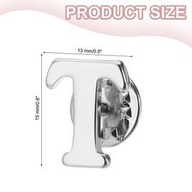 PATIKIL Letter Lapel Pins, Initial Alphabet Collar Pins Letter Brooch Pins for Women Men Shirt Dress Suits Coat Collar, Silver Tone, Letter T