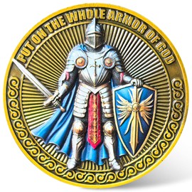 Armor of God Challenge Coin - Christian Inspirational Coin with Ephesians 6:11 Bible Verse - Motivational Knight Design - Religious Coin for Faith and Courage ﻿ ﻿
