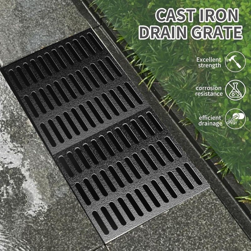 Cast Iron Drain Grate, 8 * 20in Heavy Duty Outdoor
