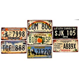 7 Number Plates USA Vintage Retro American License Plate DiiliHiiri Decoration for Bar Cafe Man Cave Garage Workshop 15x30cm (2651-3-4-8-11-19-25-27)