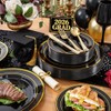 WELLIFE 210PCS Black and Gold Plastic Plates - Plastic Dinnerware