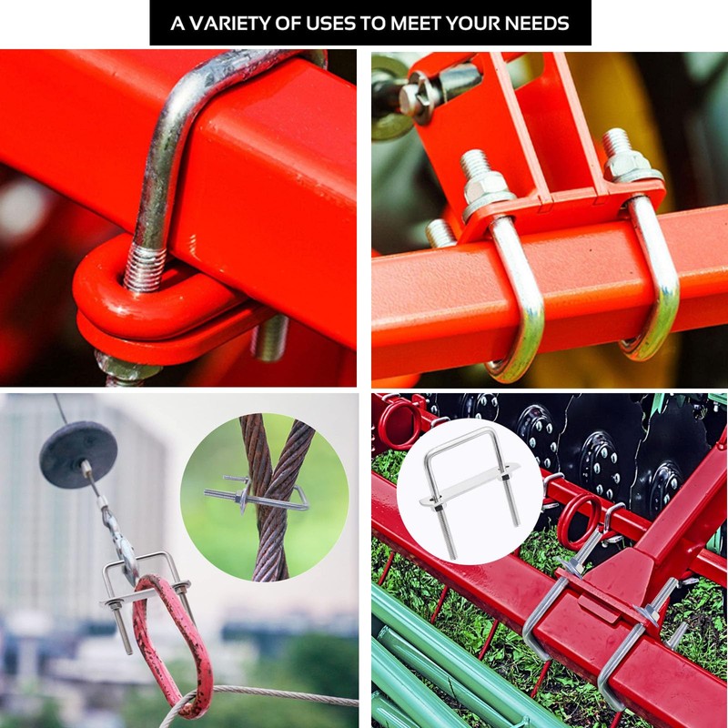 TOP-VIGOR 4 sets M8 Square U-Bolts, 40mm Inner Width 100mm