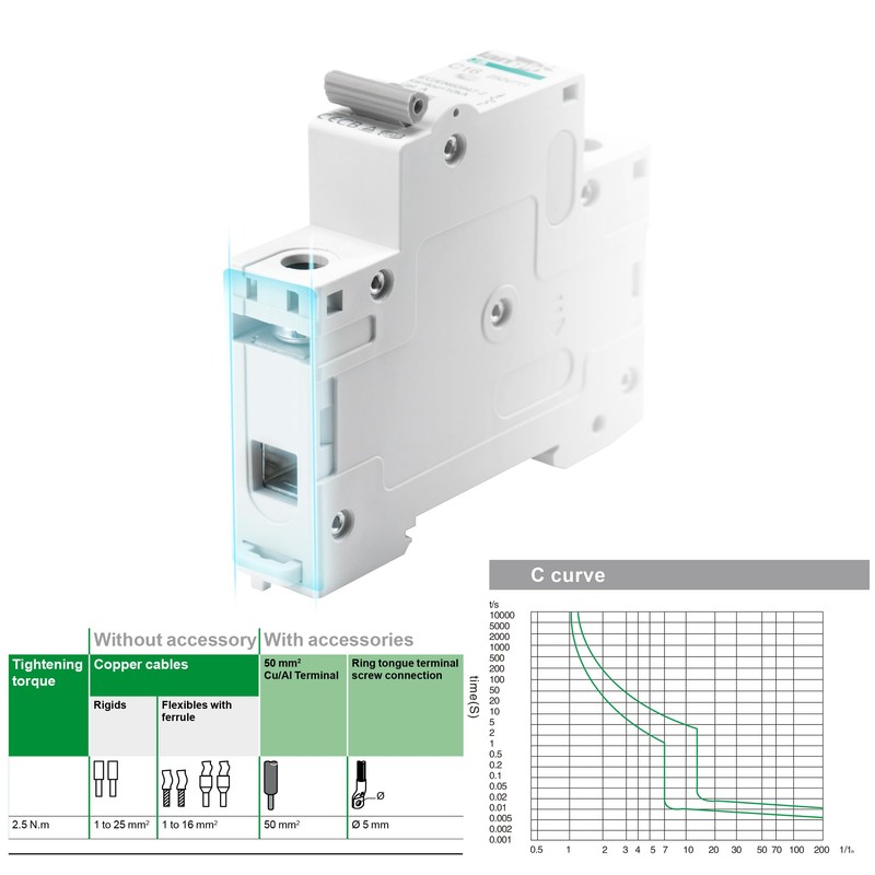 LANGIR DC 15A (16A) Circuit Breaker, 1 Pole DIN Rail