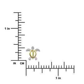 Sterling Silver with Yellow Gold Tone Accents Small Turtle Stud Earrings