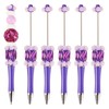 5 Pcs Fine Purple Beadable Pens, Glitter Cool Ballpoint Pens,