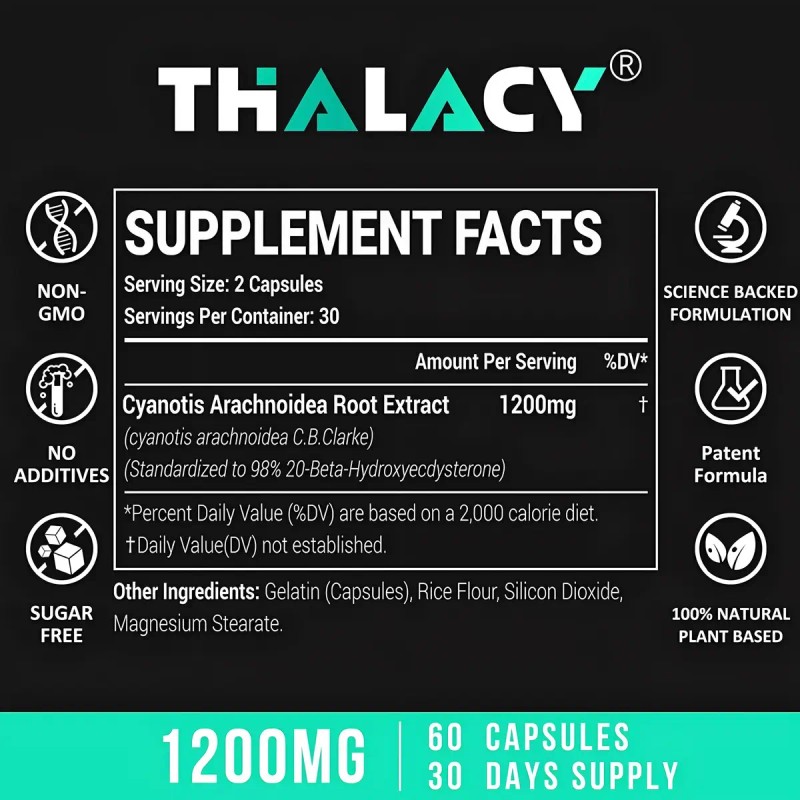 Thalacy Suplemento Beta Ecdysterona 1200 Capsulas Sabor