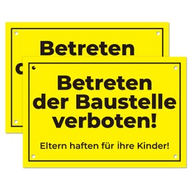 Betreten der Baustelle verboten Signs - Sign Eltern haften für ihre Kinder - PVC Hard Foam Board (30 x 20 cm) (2)