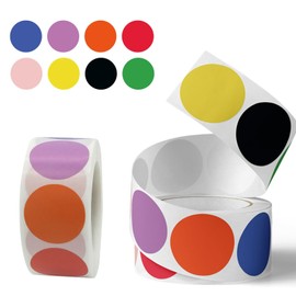 Dot Stickers Dot Labels Circle Round Dot Color Coding Stickers Labels 1 inch, 1000pcs, 2 Rolls, Easy to Use, Wide Application