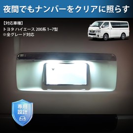 Virauto Toyota Hiace 200 Series LED License Lamp, License Plate Lamp, 1/2/3/4/5/6/7 Types, Compatible with All Grades, High Brightness, Easy Installation, T10 License Plate Light, Pure White Light, 18