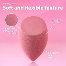Juego de esponjas de maquillaje Foonbe, esponjas difuminadoras, 7 piezas para líquido, crema y polvo, sin látex, esponjas de belleza multicolor con 1 
