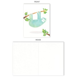 Hanging Sloth All Occasion Blank Note Card - Size 4.25" X 5.5" by Nerdy Words